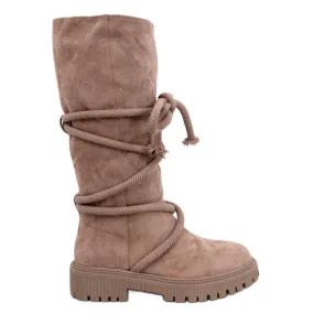 Boots en daim avec cordon Spicer Khaki beige