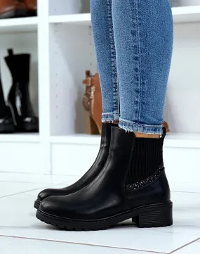 Bottines noires à élastique pailleté