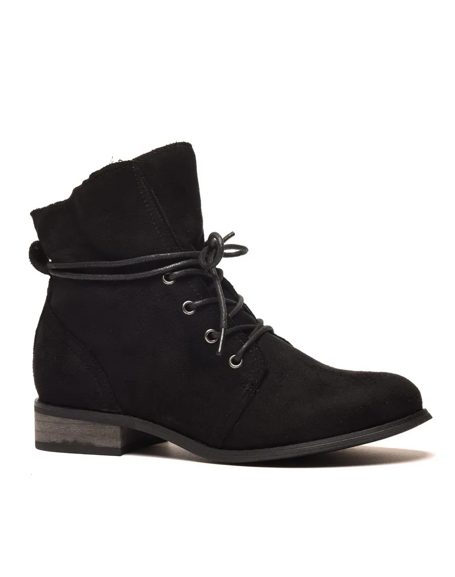 Bottines plates noires avec haut souple et lacets