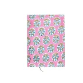 Carnet de notes fleuri rose pâle Block print Pondie Chérie - Le petit Souk