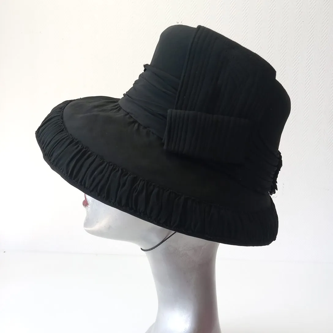 Chapeau de Cérémonie Kango vintage , fait main Black Woolf 