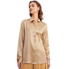 Chemise classique en soie à boutons nacrés Beige | 3 Suisses