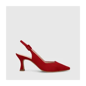 Escarpin slingback pour femme en daim rouge. I LODI Chaussures pour femme online.