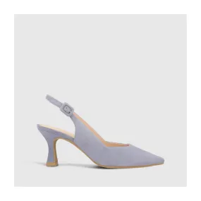 Escarpin talon ouvert Juco en daim bleu ciel | LODI Chaussures pour femme en ligne