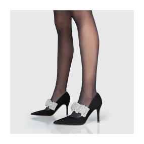 Escarpins femme en daim noir détail strass | Chaussures femme LODI en ligne.