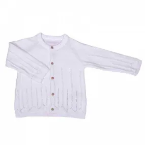 Gilet bébé en tricot de coton bio UNA Écru beige - Sevira Kids