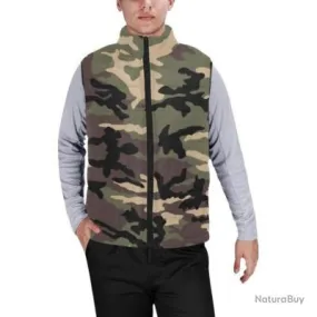 Gilet matelassé type doudoune sans manches avec col montant camouflage woodland