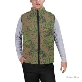 Gilet matelassé type doudoune sans manches avec col montant camouflage ww2 feuilles de chêne été