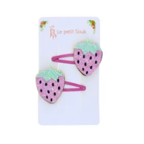 Lot de 2 barrettes fraise pailletées Le petit Souk - Le petit Souk