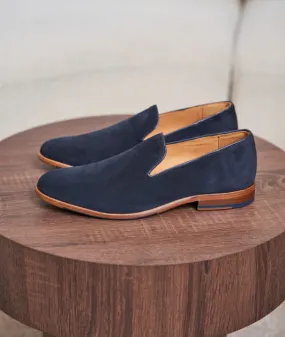 Mocassin homme: L'Homme Confiant Daim Bleu Marine