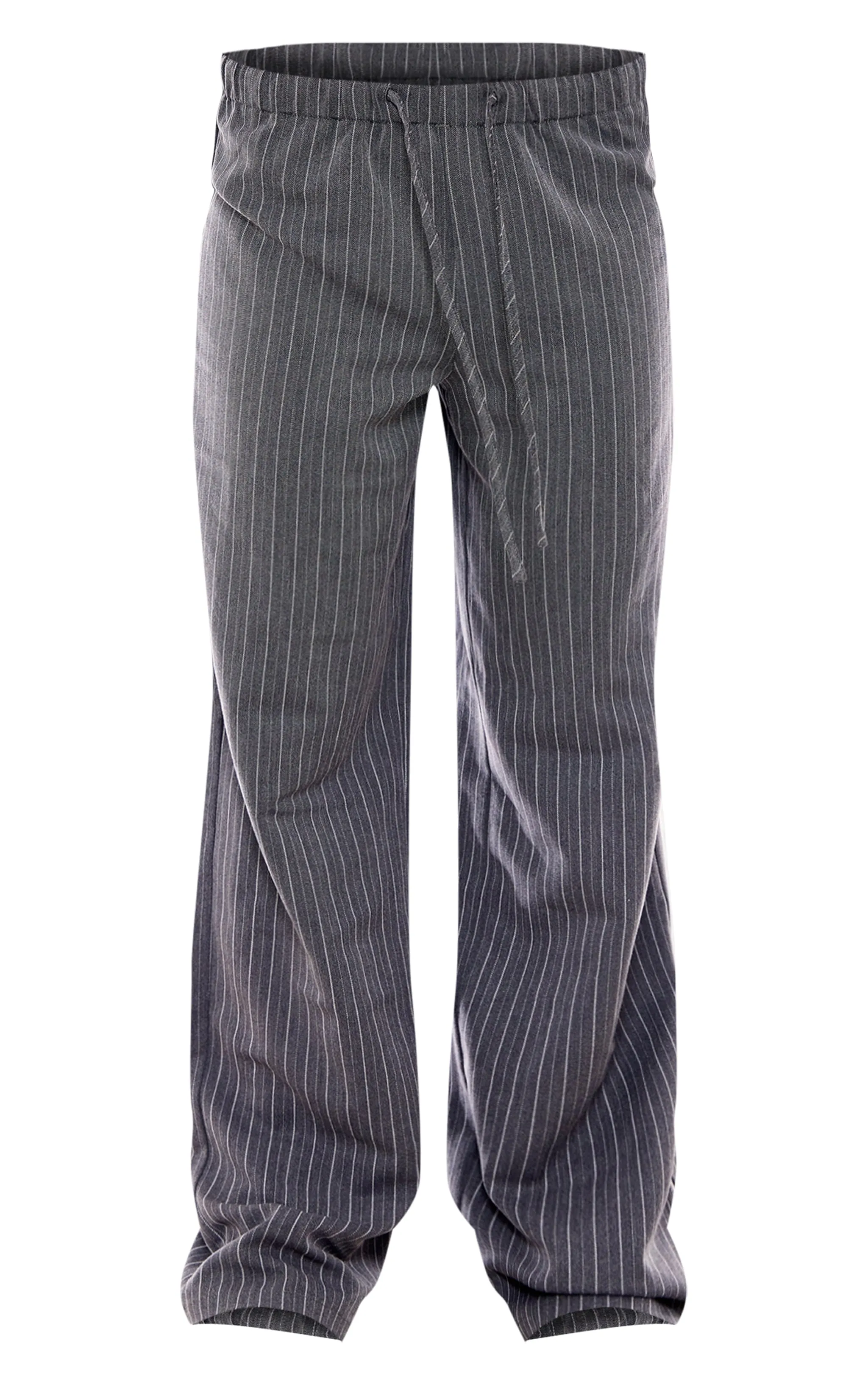 Pantalon de tailleur large gris à rayures fines