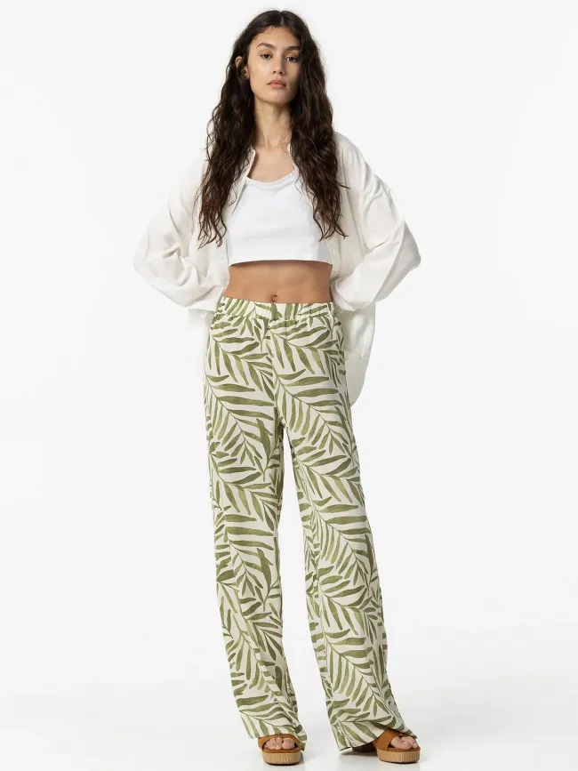 Pantalon fluide large nilo imprimés vert femme - Tiffosi | wimod