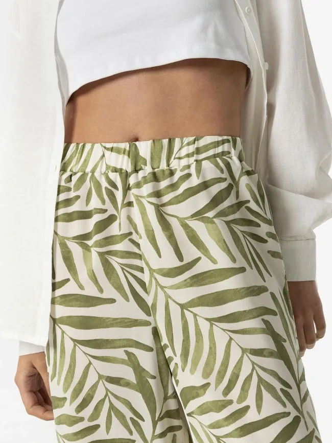 Pantalon fluide large nilo imprimés vert femme - Tiffosi | wimod