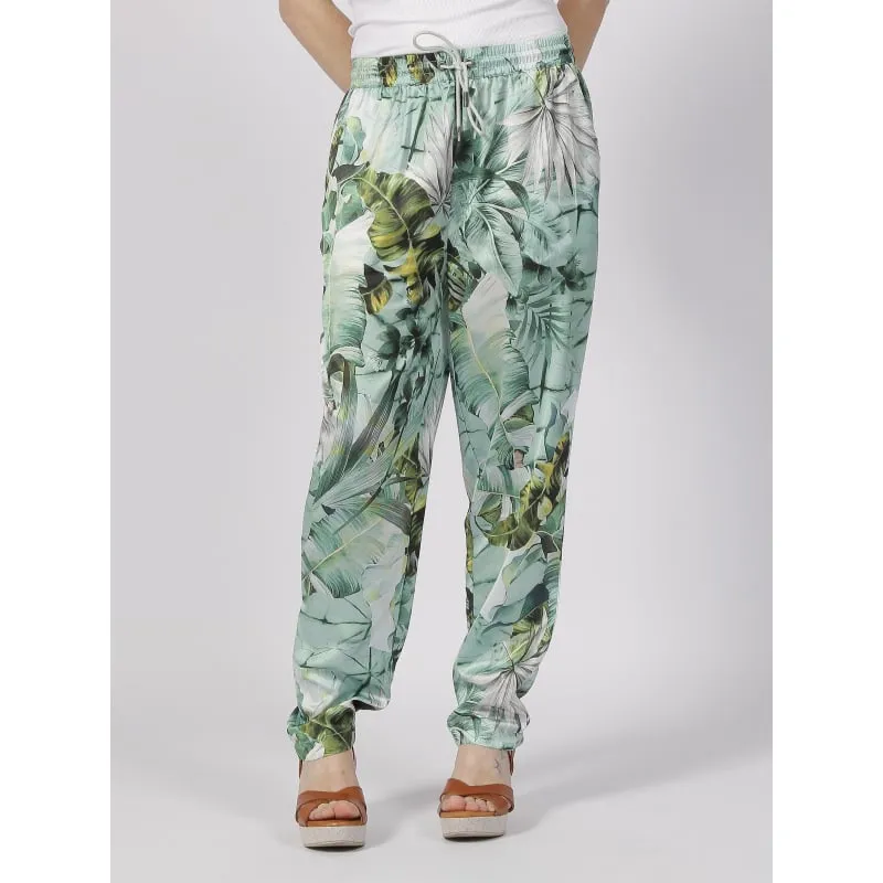 Pantalon fluide large nilo imprimés vert femme - Tiffosi | wimod