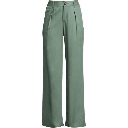 Pantalon Large à Pinces en Lyocell Tencel à Taille Haute, Femme Stature Standard