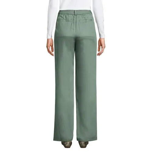 Pantalon Large à Pinces en Lyocell Tencel à Taille Haute, Femme Stature Standard