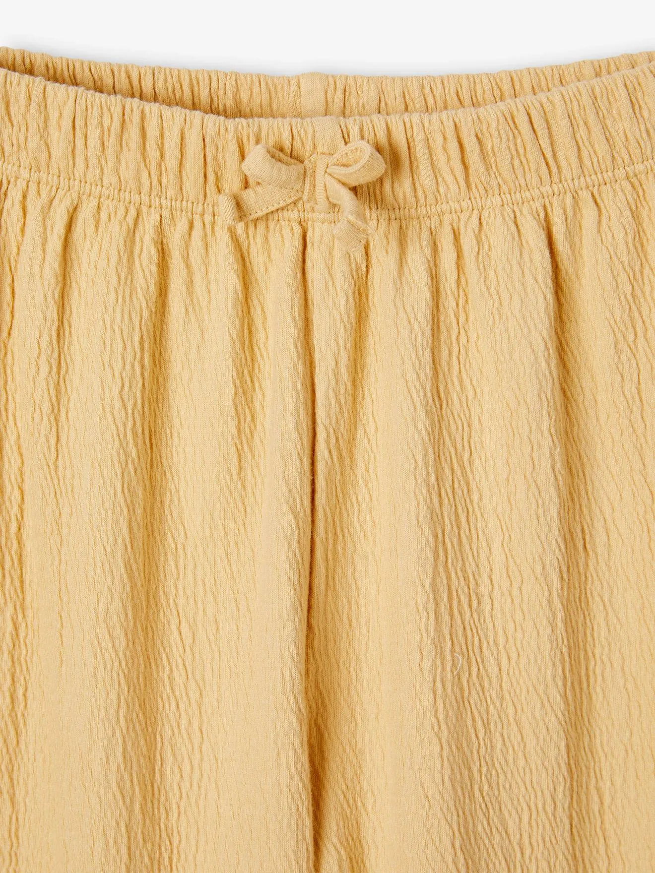 Pantalon large effet gaufré fille jaune pâle - Vertbaudet