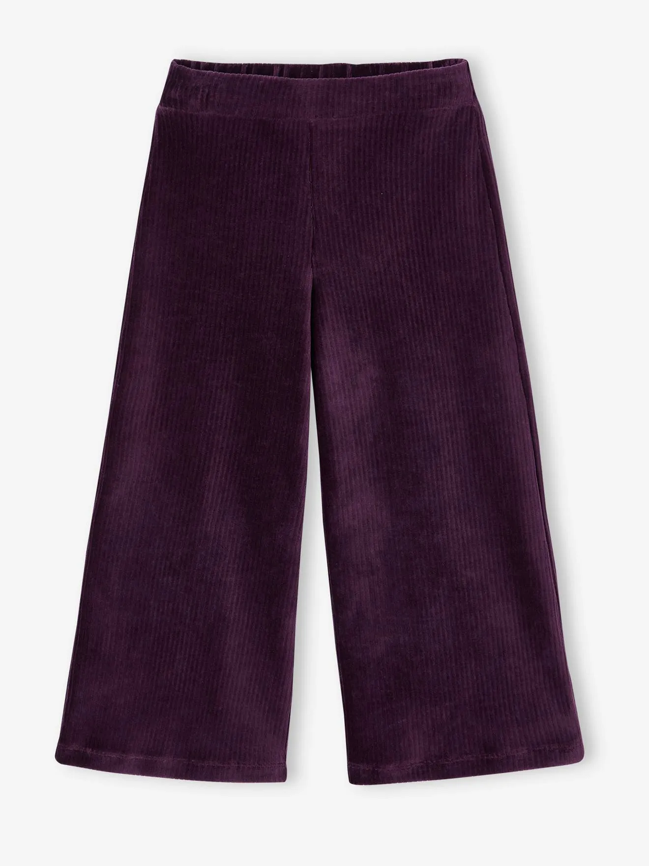 Pantalon large en velours fille prune - Vertbaudet