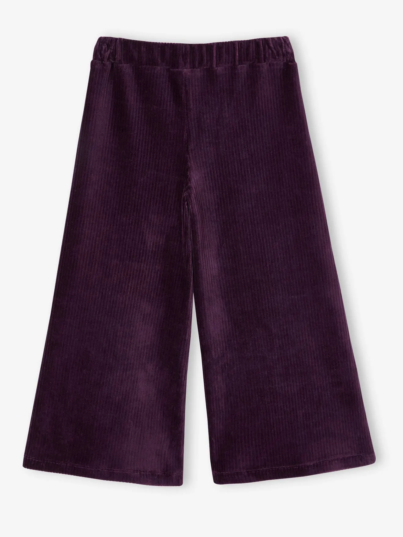 Pantalon large en velours fille prune - Vertbaudet