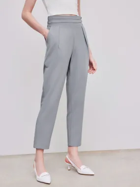  Pantalon à taille haute et fuselé uni