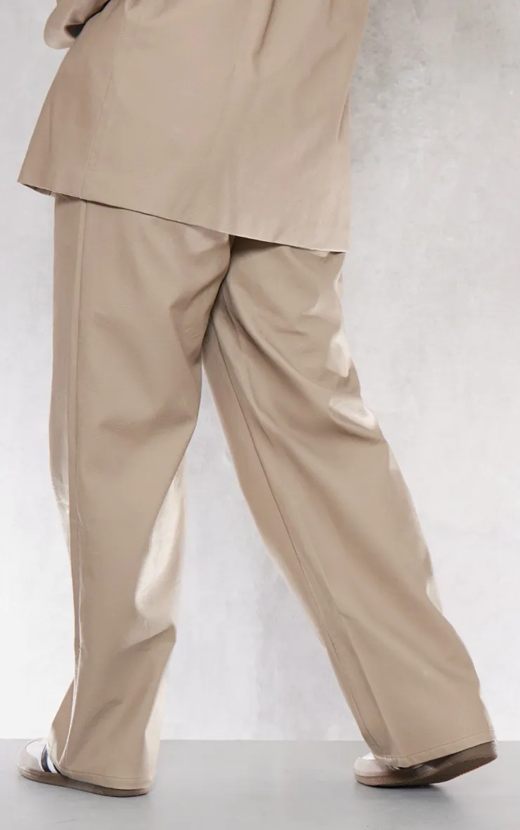 Plus Pantalon large en PU gris pierre 