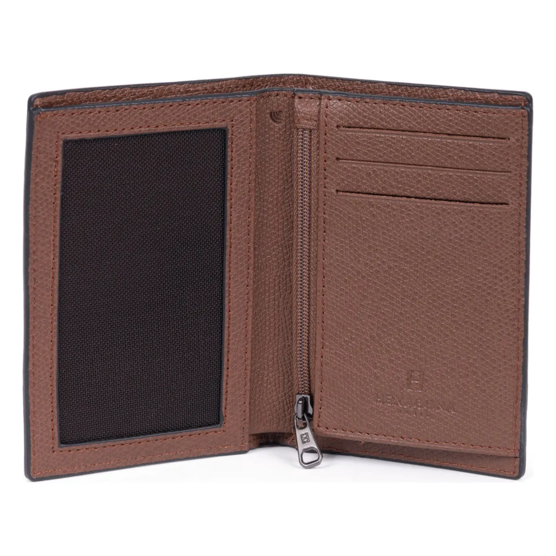 Portefeuille européen Stop RFID Cuir DANDY Marron Maya Hexagona - Portefeuille & Porte cartes Homme sur MenCorner