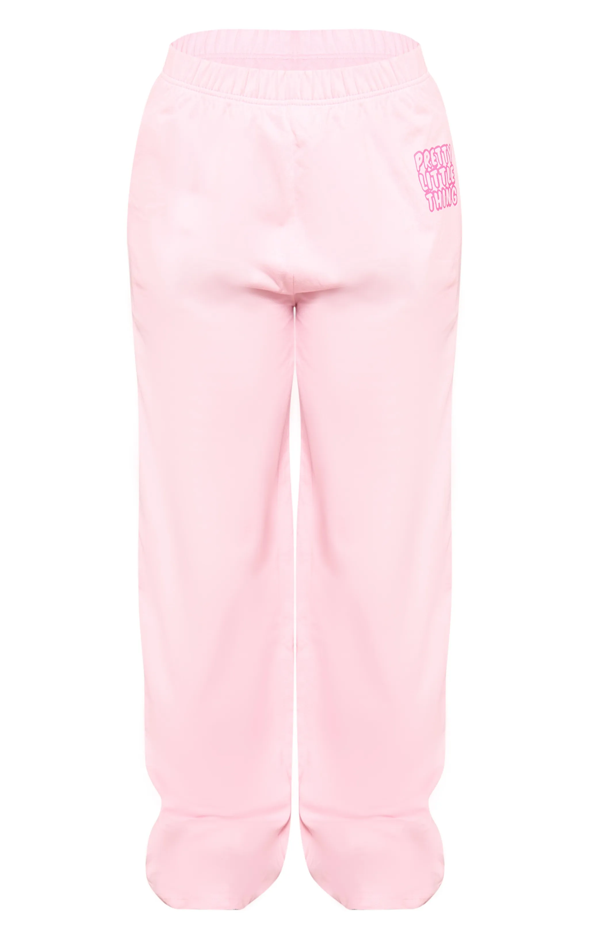 PRETTYLITTLETHING Pantalon large en coton rose clair à logo