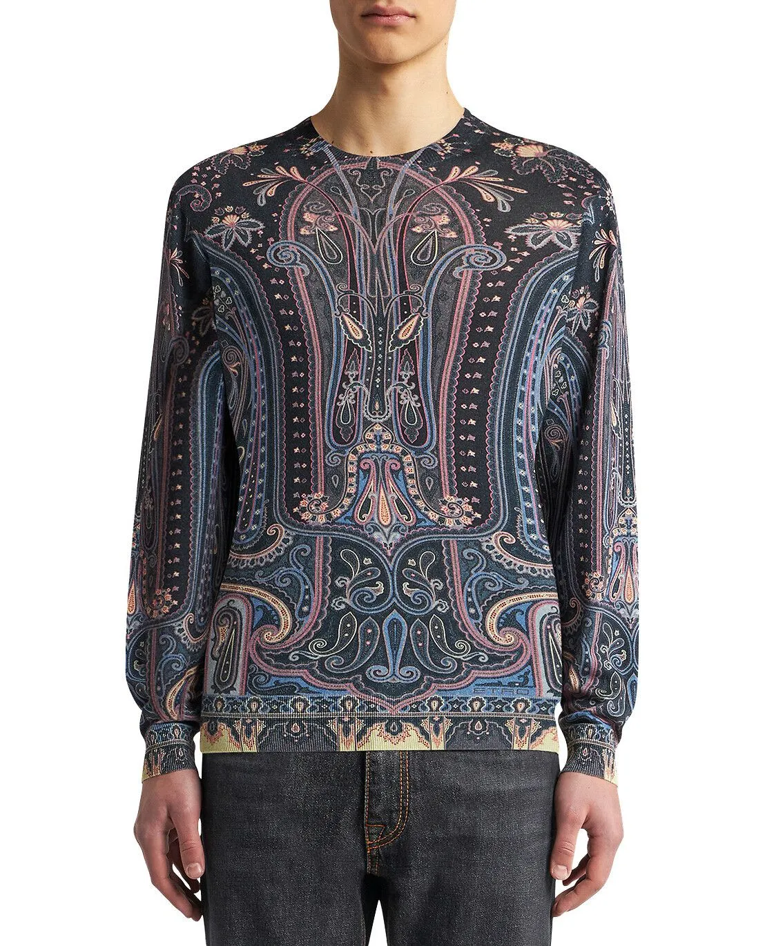 Pull en soie et cachemire motif tapis