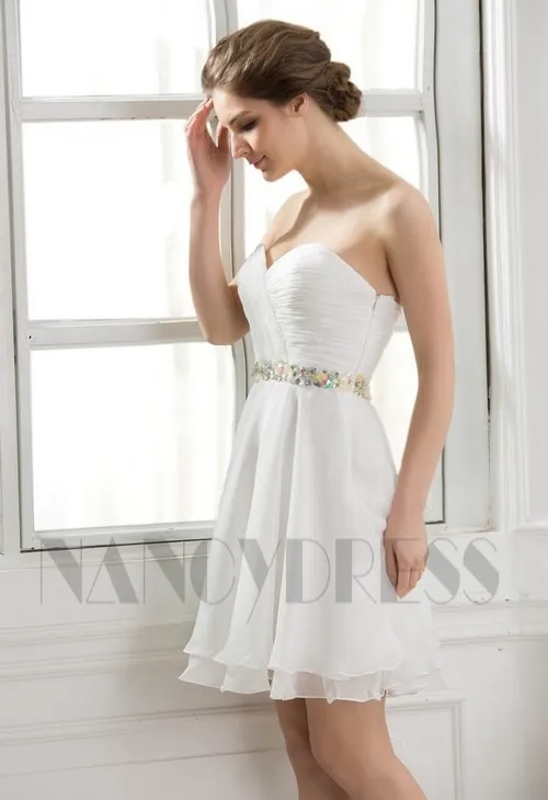 Robe cérémonie bustier blanc courte | Nancydress