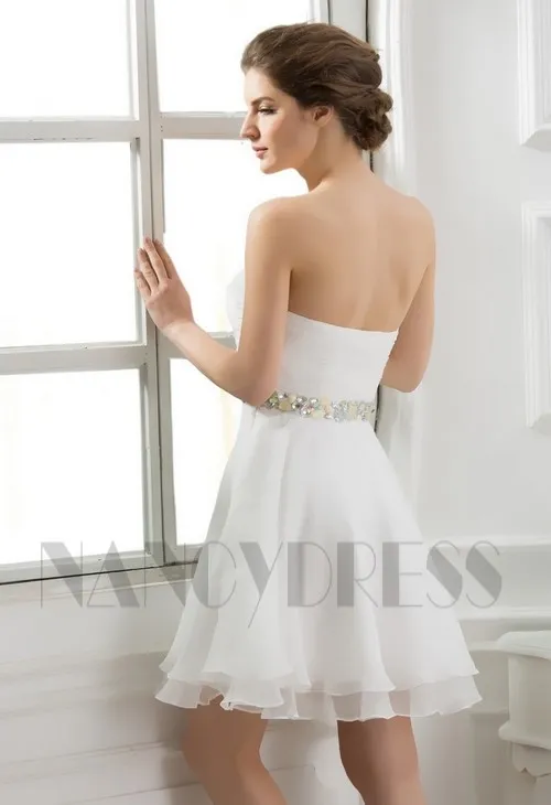 Robe cérémonie bustier blanc courte | Nancydress