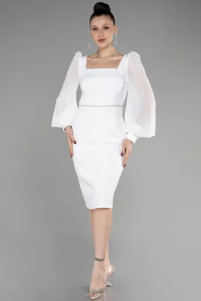 Robe de Cérémonie Midi Blanc ABK1944