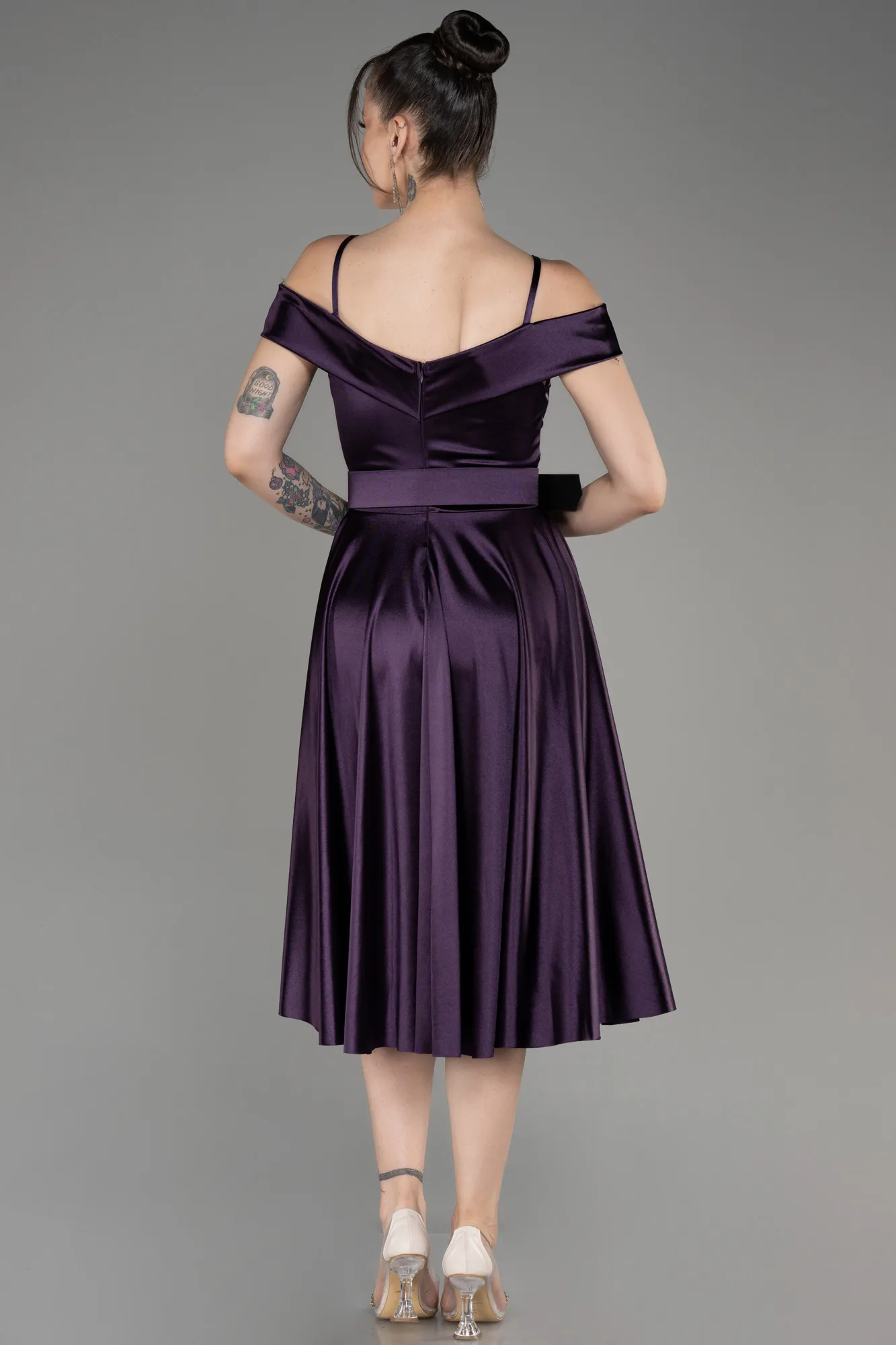 Robe de Cérémonie Midi Rouge Bordeaux ABK2080