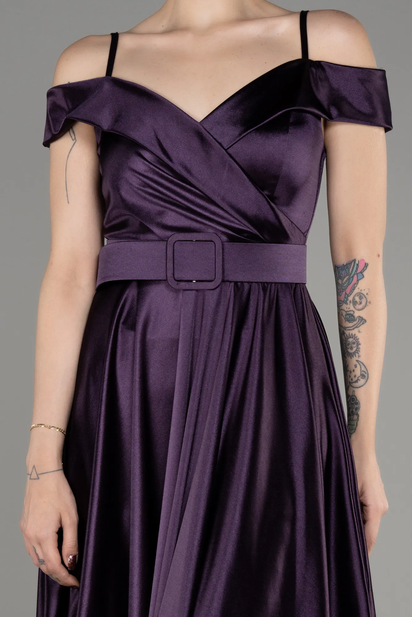 Robe de Cérémonie Midi Rouge Bordeaux ABK2080