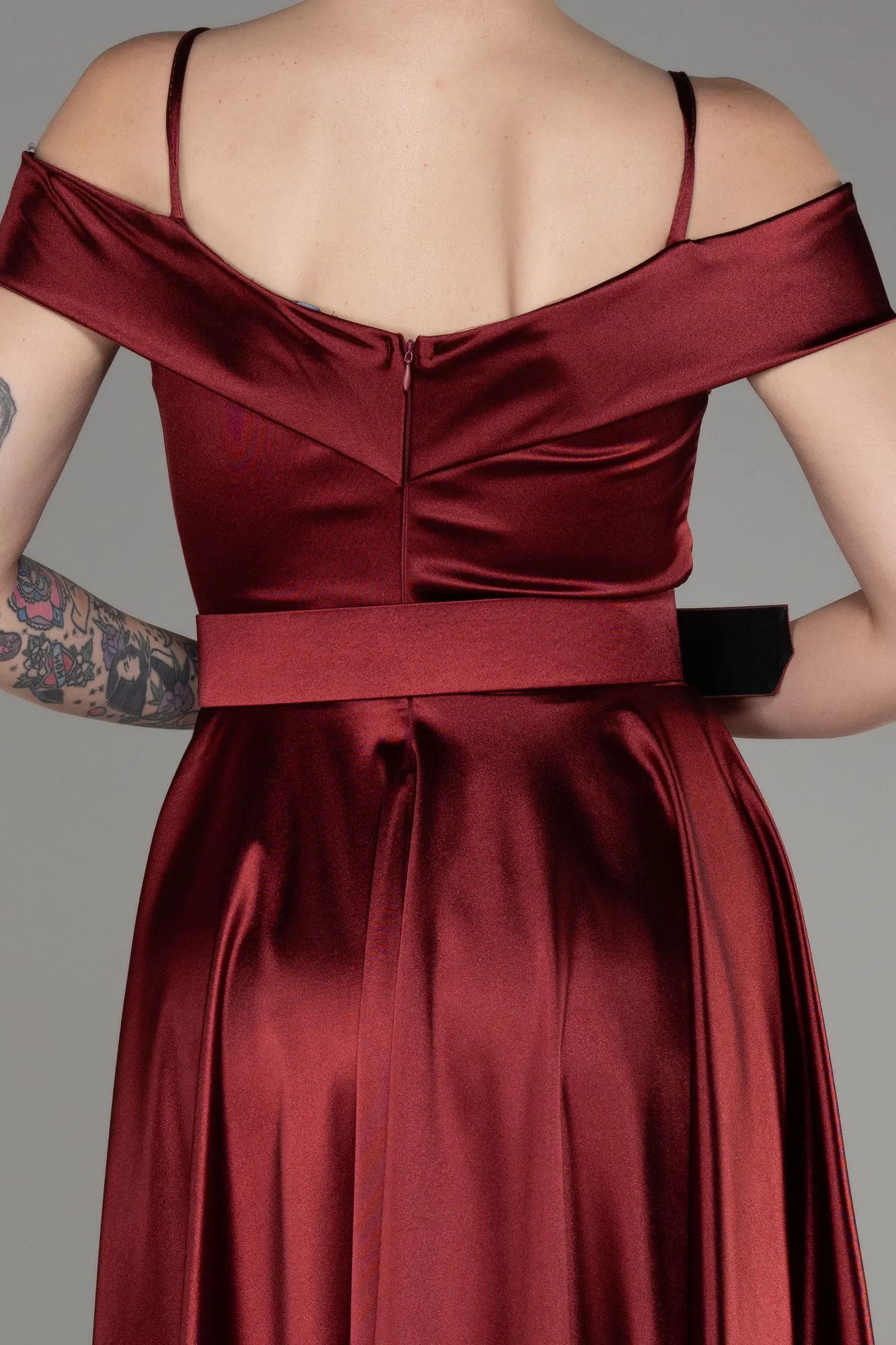 Robe de Cérémonie Midi Rouge Bordeaux ABK2080