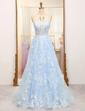 Robe de soirée longue en tulle avec appliques