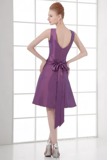 Robe violette courte pour cérémonie d'ouverture dos échancré en V