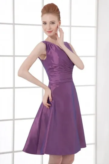 Robe violette courte pour cérémonie d'ouverture dos échancré en V