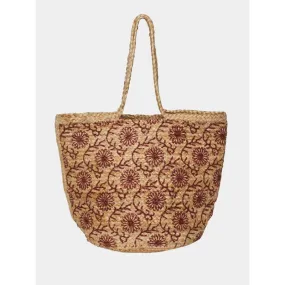 Sac en jute kleo beige rouge femme - Pieces | wimod