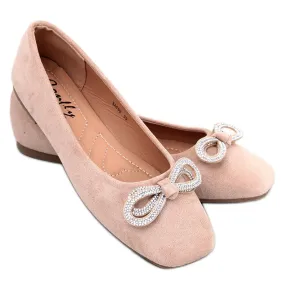 Serna Ballerines en daim beige avec nœud