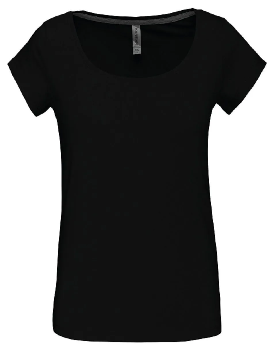 T-shirt col bateau - Femme - K384 - noir 