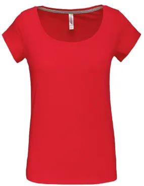 T-shirt col bateau - Femme - K384 - rouge 