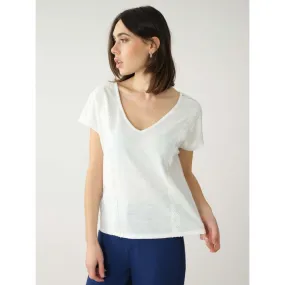 T-shirt col v nara blanc femme - Deeluxe | wimod