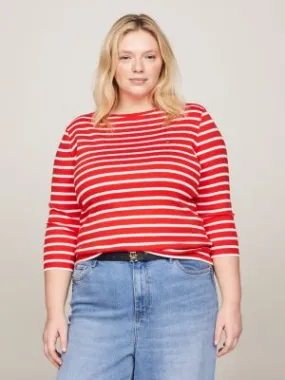 T-shirt Curve manches trois-quarts col bateau | RED | Tommy Hilfiger