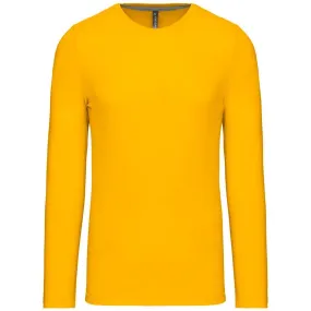 T-shirt manches longues col rond - K359 - jaune - homme 