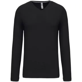 T-shirt manches longues col V - K358 - noir - homme 