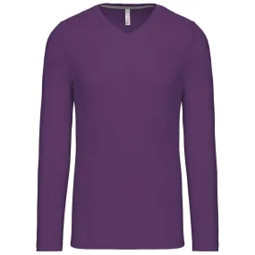 T-shirt manches longues col V - K358 - violet pourpre - homme 