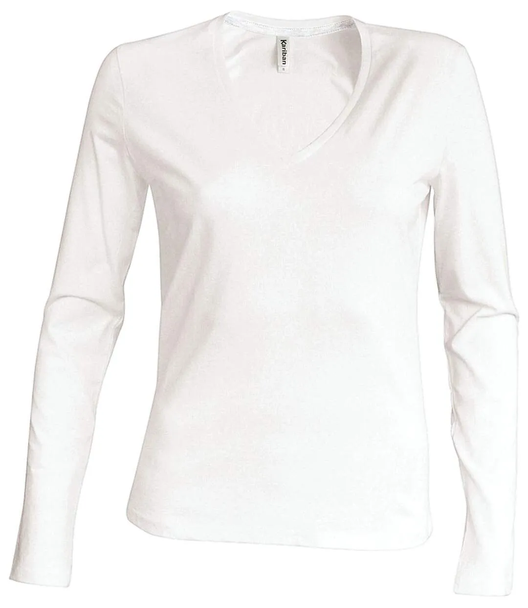 T-shirt manches longues col V - K382 - blanc - femme