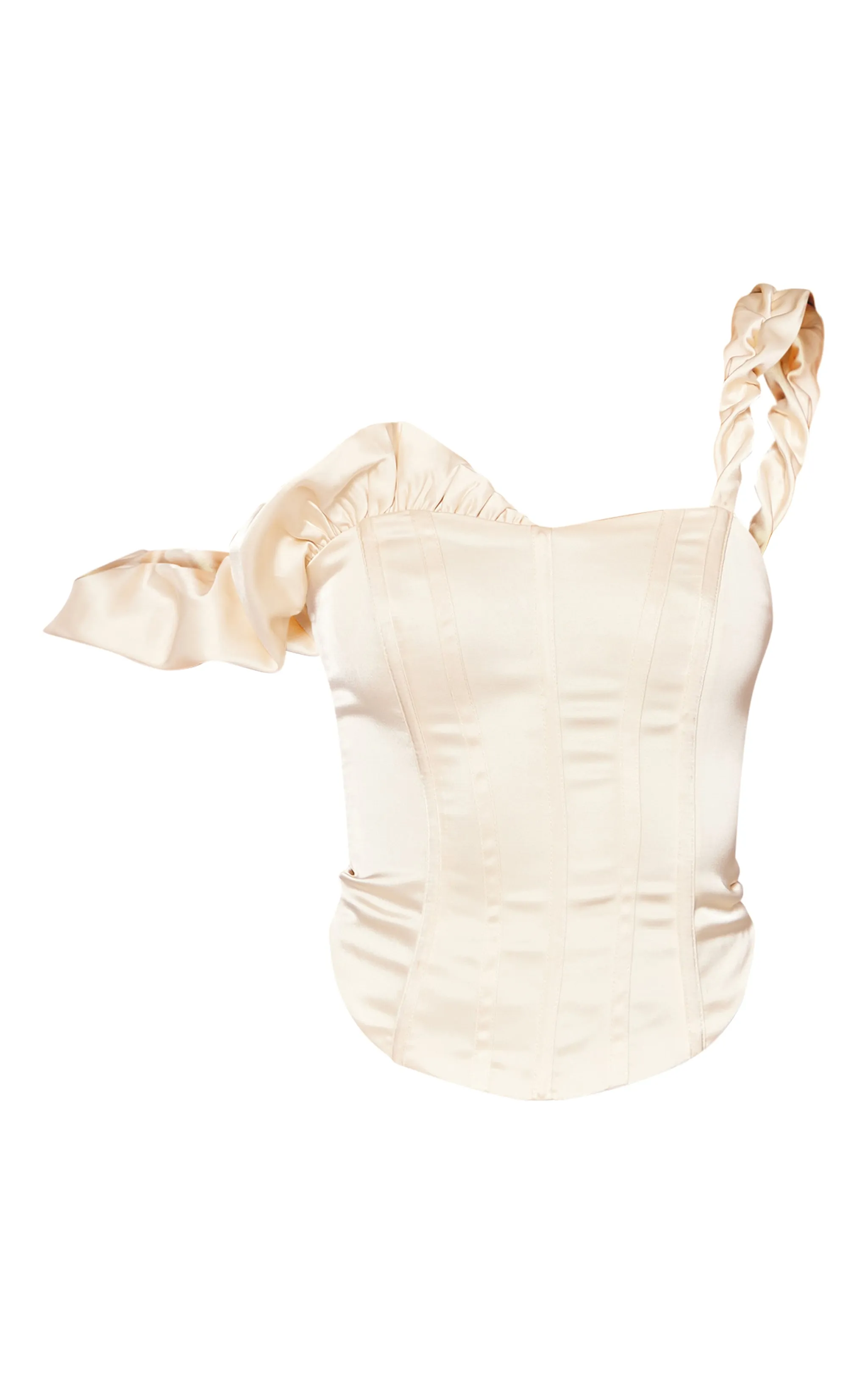 Top corset satiné deluxe crème à empiècement fleurs