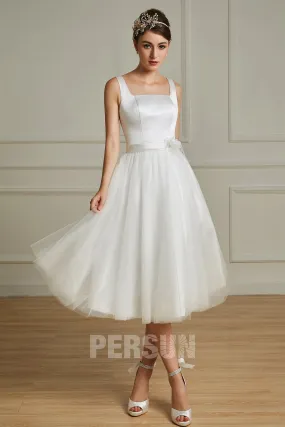 Ulrika : Robe de mariée rétro chic en satin & tulle pour mariage civil